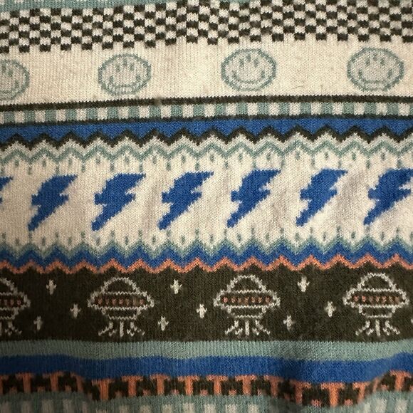 Rockets of Awesome Size 3T Green Blue Long Sleeve Knit Sweater UFO - Picture 4 of 8